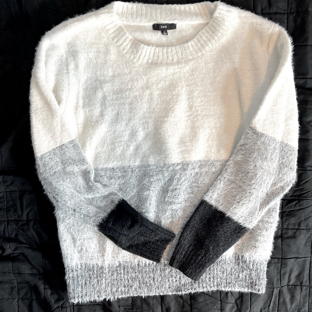 Fate Fuzzy Color Block Sweater